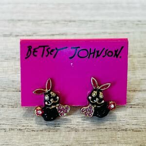 New Betsey Johnson Black Bunny Rabbit Earrings